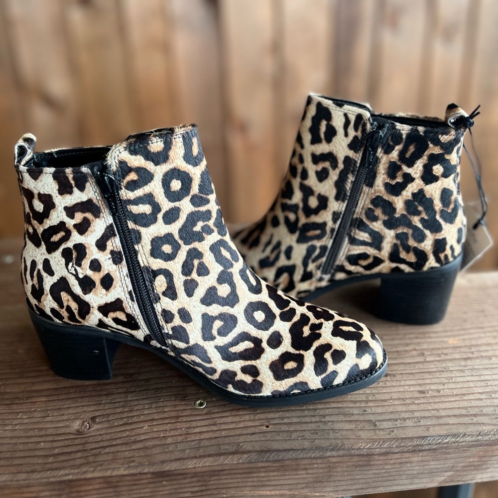 LEOPARD Genuine Cowhide & Leather Bootie TREND ankle boot used